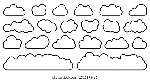Conjunto de iconos de nube de arte de línea moderna para aplicaciones de pronóstico de Clima