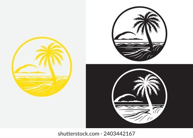 arte de línea moderna cacahuete mar y playa logotipo blanco ejemplo de diseño limpio arte