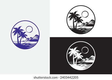 arte de línea moderna cacahuete mar y playa logotipo blanco ejemplo de diseño limpio arte