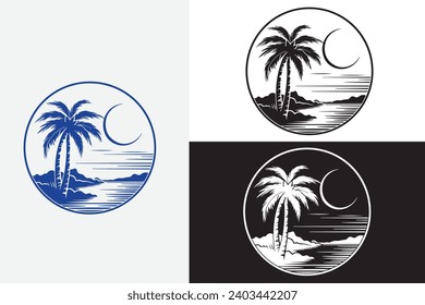 modernes Cocoanut Meer und Strand weißes Logo, sauberes Design Kunst