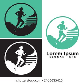 modern line art creative company logo running sport white logo sample clean design art