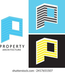 modern line art creative company logo property architected white logo sample clean design art