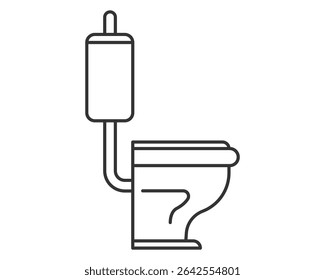 Modern line art depicting a toilet. Clean, minimalist style suitable for web design, infographics, or architectural plans. Symbol of sanitation and plumbing systems.