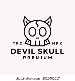 Modern Line Art Devil Skull Logo Vector