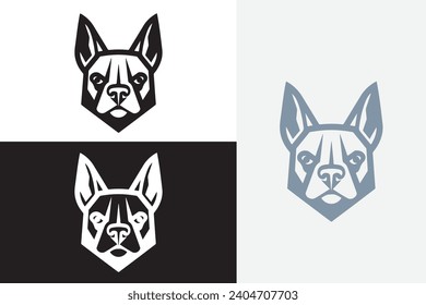 modern line art dog head white logo sample clean design art