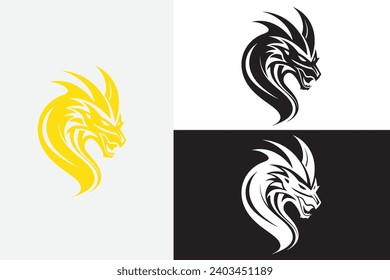 modern line art dragon head white logo sample clean design art