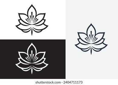 modern line art flower vector white logo sample clean design art