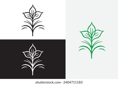 modern line art flower vector white logo sample clean design art