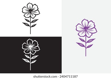 modern line art flower vector white logo sample clean design art