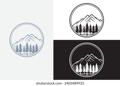modern line art forest with sky white logo sample clean design art 