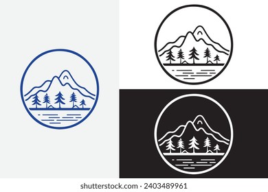 modern line art forest with sky white logo sample clean design art 