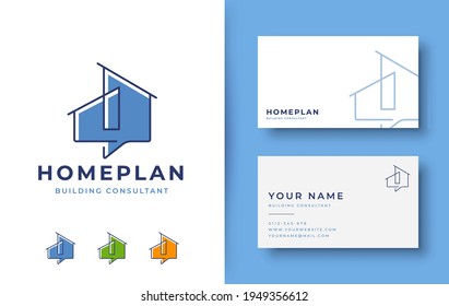 Modern Line Art House Logo And Business Card Design
