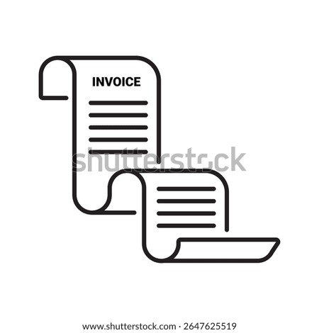 A modern line art icon of a long paper invoice with curled edges and bold text. Ideal for apps, billing systems, finance dashboards, and receipt designs.