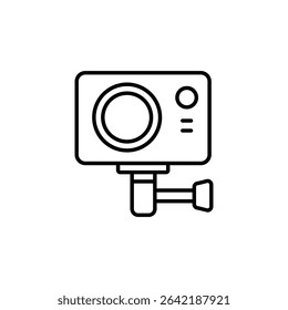 Modern Line Art Illustration Of An Action Camera With Mount
