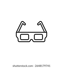 Modern Line Art Illustration Of Cinematic 3D Glasses On Transparency