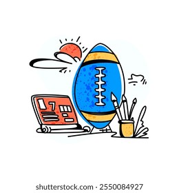 Modern line art illustration of the Super Bowl, ideal for advertising campaigns, social media graphics, and sports