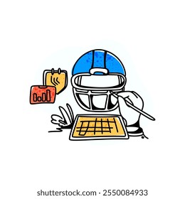 Modern line art illustration of the Super Bowl, ideal for advertising campaigns, social media graphics, and sports