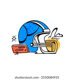 Modern line art illustration of the Super Bowl, ideal for advertising campaigns, social media graphics, and sports