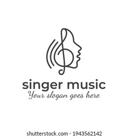 Modern Line Art Logos Singer Choir Stock Vector (Royalty Free) 1943562142