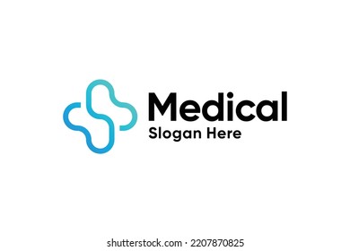 Modern line art medical hospital care logo design