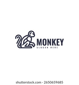 Modern Line Art Monkey Logo Design