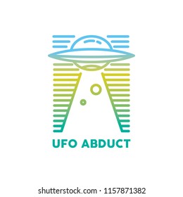 Modern line art monoline ufo abduct science fiction icon t shirt design