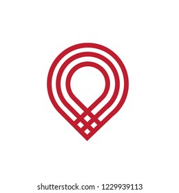 Modern Line Art P Letter and Pin form Logo 
