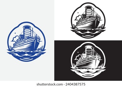 modern line art paddle steamer white logo sample clean design art