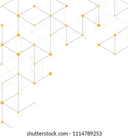 Modern line art pattern with connecting lines on white background. Connection structure. Abstract geometric graphic background. Technology, digital network concept, vector illustration.