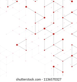 Modern line art pattern with connecting lines on white background. Connection structure. Abstract geometric graphic background. Technology, digital network concept, vector illustration.
