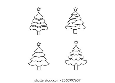 Modern line art pine tree showcasing charming holiday holiday decor, colorful decorations, winter decoration, seasonal decor, festive atmosphere, festive colors, colorful foliage, winter celebrations