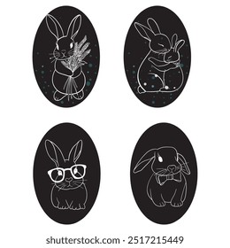 Arte de línea moderna de conejo