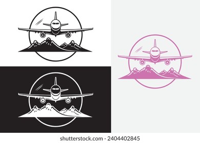 modern line art travel by plane airline vector white logo sample clean design art