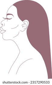 Imagen vectorial de arte de línea moderna de una mujer hermosa de cabello largo. Moda y belleza 