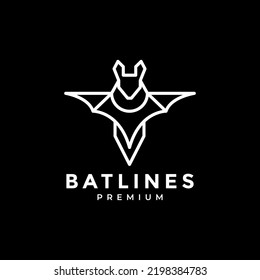 modern line bat fly logo design