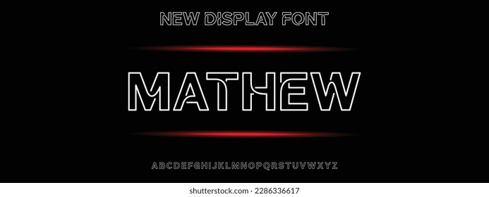 Modern Line Bold Font. Regular Italic Number Typography urban style alphabet fonts for fashion, sport, technology, digital, movie, logo design, vector illustration
