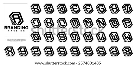 Modern line box pack letter A-Z initial logo set