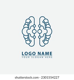 icono del logotipo de la tecnología cerebral de línea moderna. Gráfica vector abstracta en un estilo de ilustración plana simple y elegante.