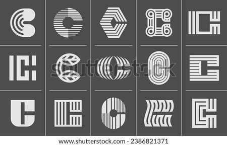 Modern line C letter logo icon design set