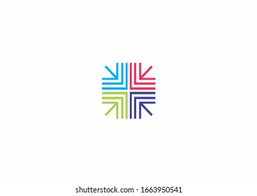 Modern line color. Geometric forms vector illustration.