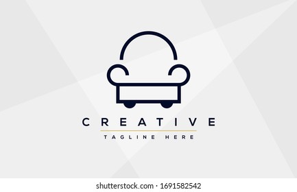 Modern line couch sofa chair icon design. Home decor interior furniture logo symbol.