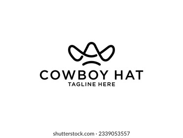 modern line cowboy hat logo	