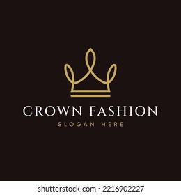 modern line crown vector logo template on black background