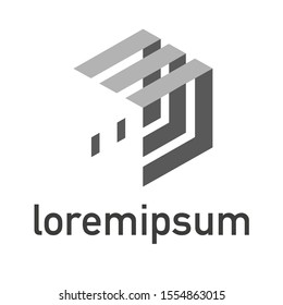 Modern line cubic logo emblem