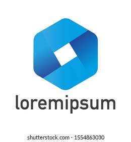 Modern line cubic logo emblem
