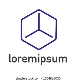 Modern line cubic logo emblem