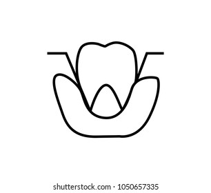 Modern Line dental implant icon emblem logo design 