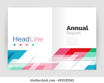 Diseño de líneas modernas, concepto de movimiento. Plantilla de folleto del informe anual de actividades empresariales. Vector