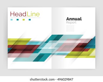 Diseño de líneas modernas, concepto de movimiento. Plantilla de folleto del informe anual de actividades empresariales. Vector
