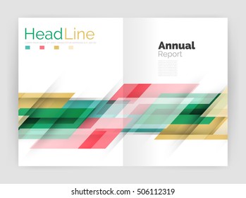 Diseño de líneas modernas, concepto de movimiento. Plantilla de folleto del informe anual de actividades empresariales. Vector